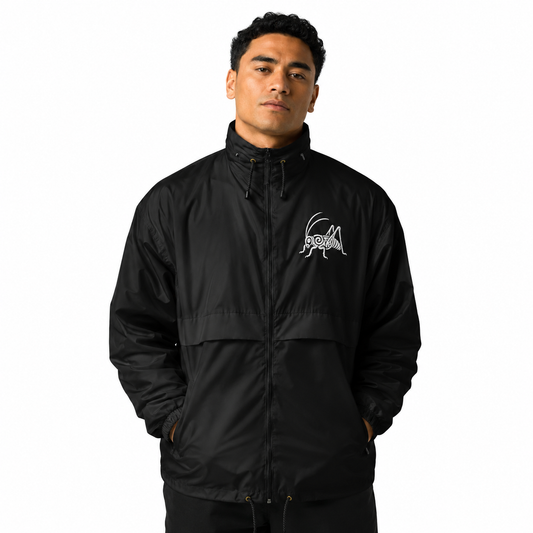 Unisex Windbreaker - Embroidered Wētā - mā (white) embroidery