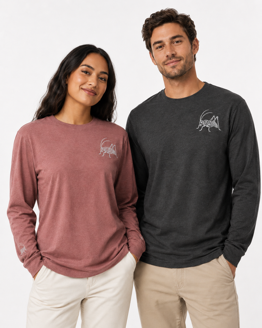 Unisex Long Sleeve Tee - Double Embroidered Wētā - white embroidery