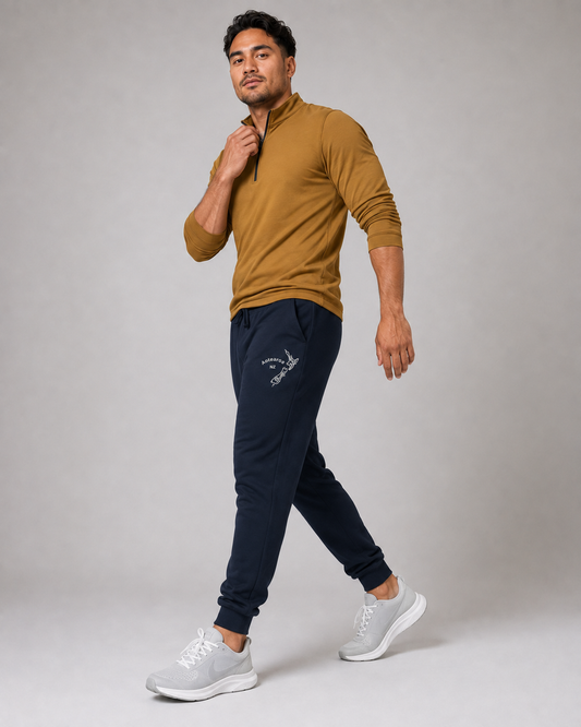 Adult Unisex Fleece Joggers - Embroidered Aotearoa - mā (white) embroidery