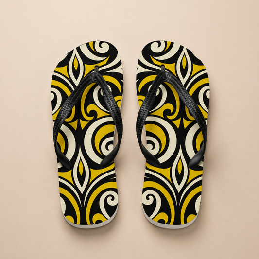 Classic Jandals - Kōwhaiwhai Flow - kōwhai (yellow)