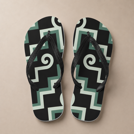 Classic Jandals - Poutama Rising - kākāriki (green)
