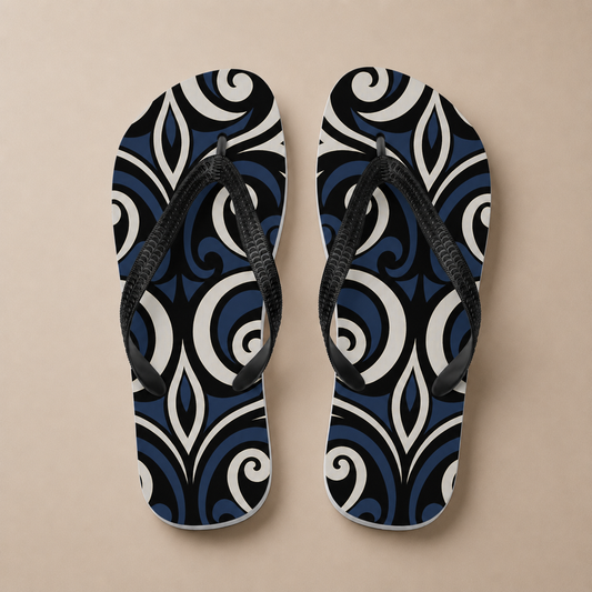 Classic Jandals - Kōwhaiwhai Flow - kahurangi (blue)