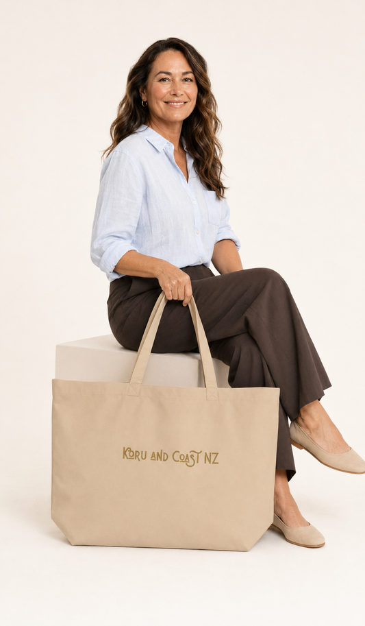 Large Organic Cotton Tote - Embroidered Logo - gold