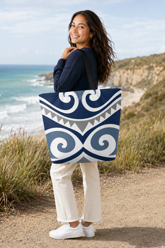 All-Over Print Large Tote Bag - Moana - kahurangi (blue)