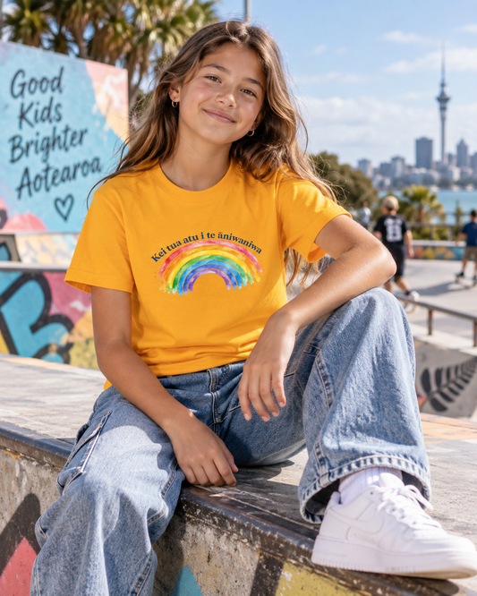 Youth Classic Tee - Kei tua atu i te āniwaniwa - Somewhere Over The Rainbow