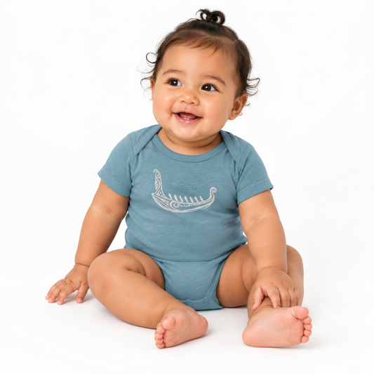 Premium Baby Jersey Bodysuit - Embroidered Waka (canoe)