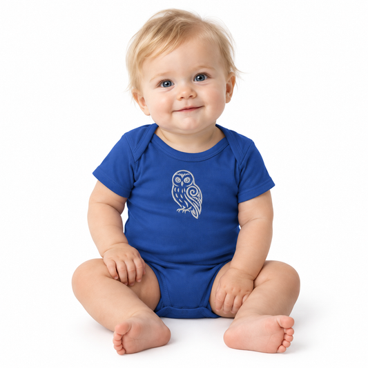 Premium Baby Jersey Bodysuit - Embroidered Ruru (owl)