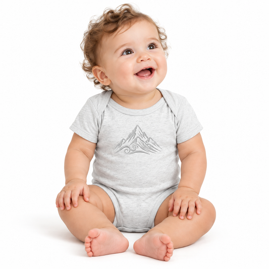 Premium Baby Jersey Bodysuit - Embroidered Maunga (mountain)