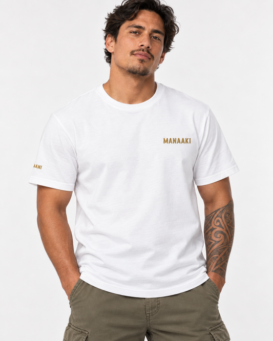 Unisex Premium T-Shirt - Double Embroidered Manaaki (care)