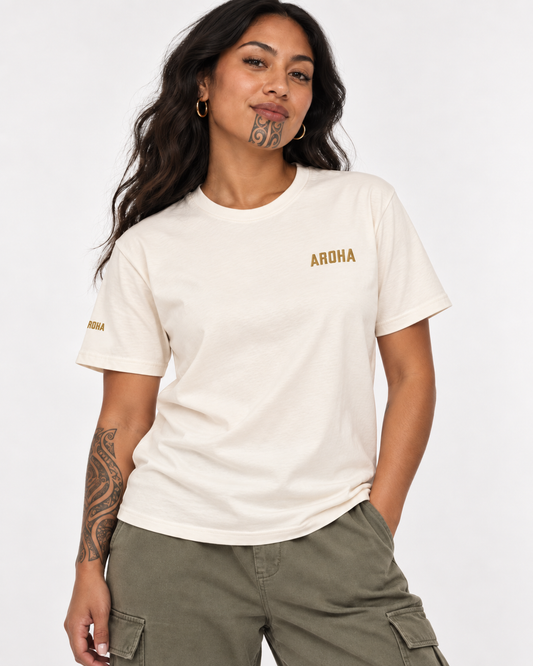 Unisex Premium T-Shirt - Double Embroidered Aroha (love)