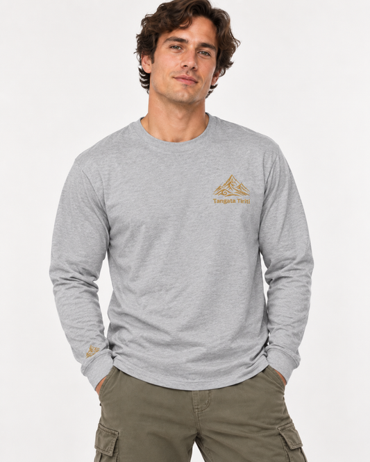 Unisex Long Sleeve Tee - Double Embroidered Tangata Tiriti