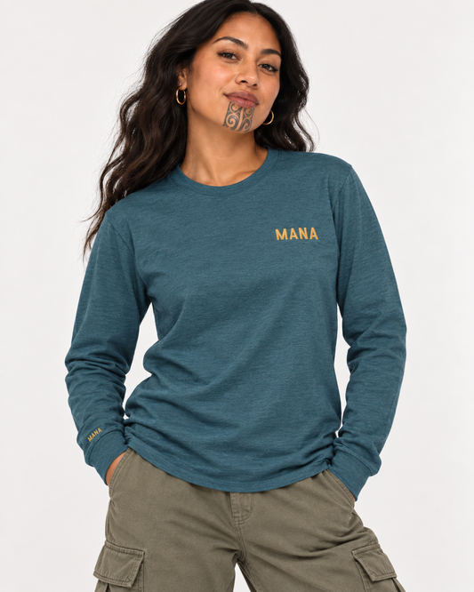 Unisex Long Sleeve Tee - Double Embroidered Mana (prestige)