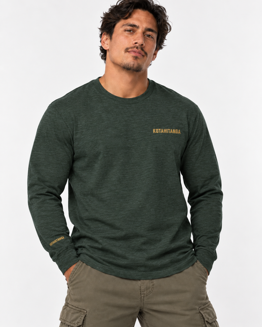 Unisex Long Sleeve Tee - Double Embroidered Kotahitanga (unity)