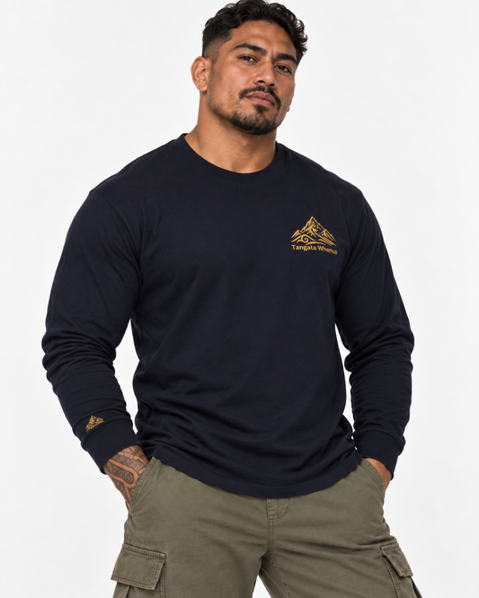 Unisex Long Sleeve Tee - Double Embroidered Tangata Whenua